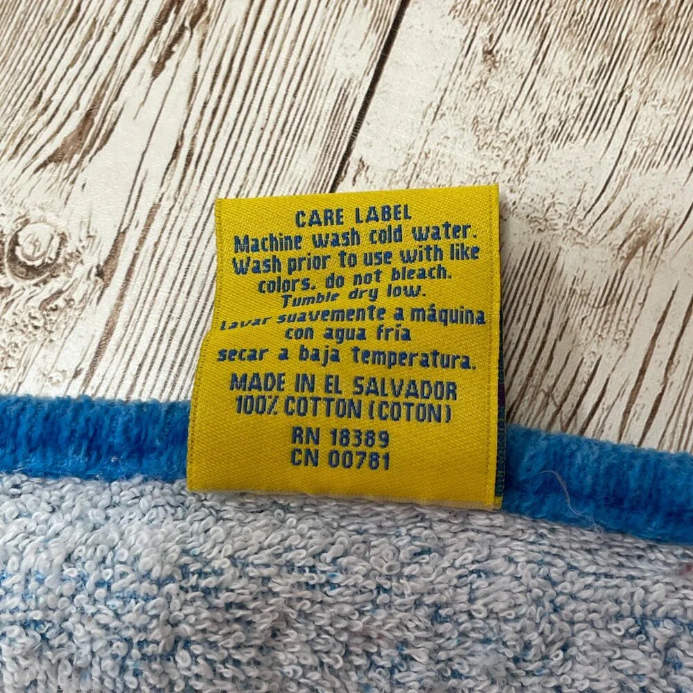 Vtg 2003 The Wiggles Children's 100% Cotton Blue Bath Towel